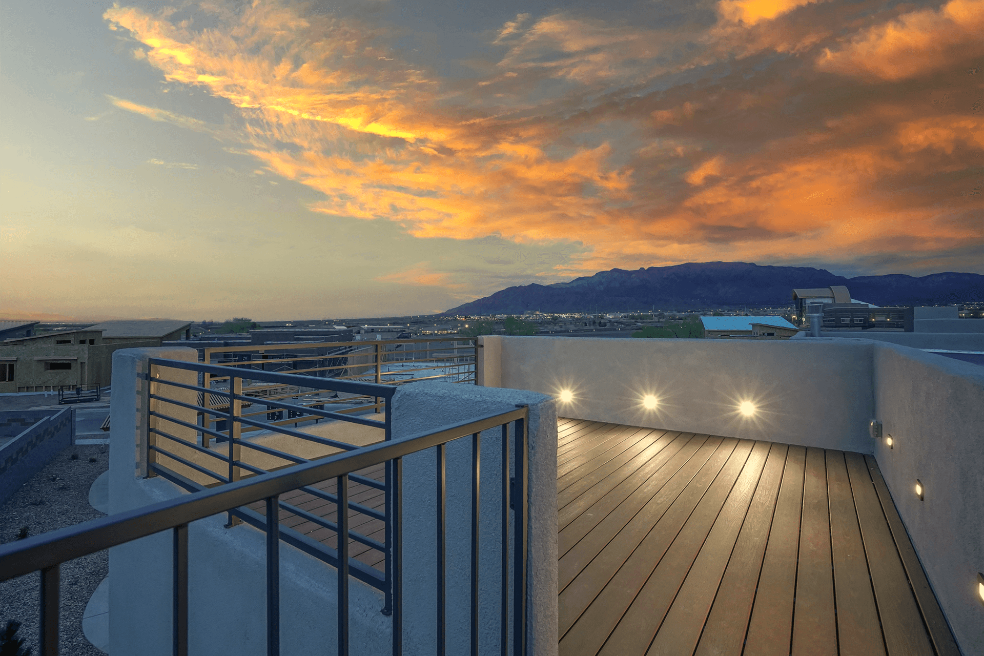 Rooftop deck overlooking the Sandia Mountains, Ascension community